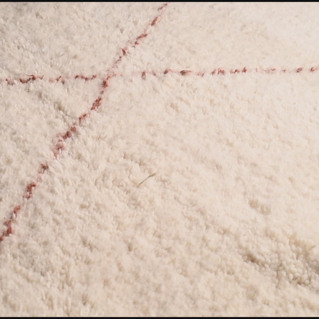 Almas Laine Naturelle Terracotta - Tapis Berbère shaggy