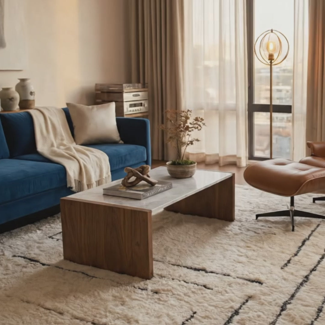Épure Linéaire - Luxueux tapis Berbère shaggy