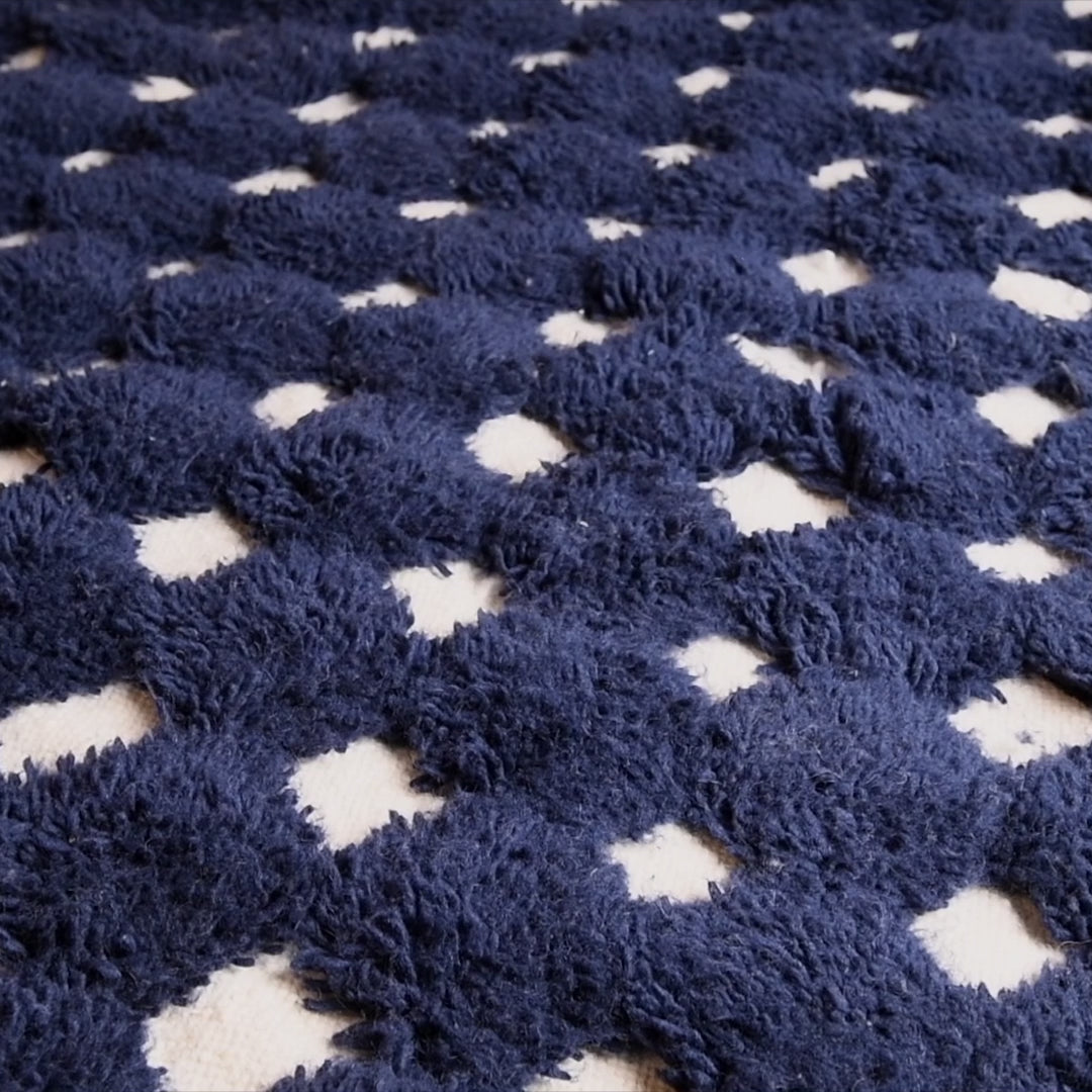 Nowara Bleu Profond - Tapis Berbère shaggy