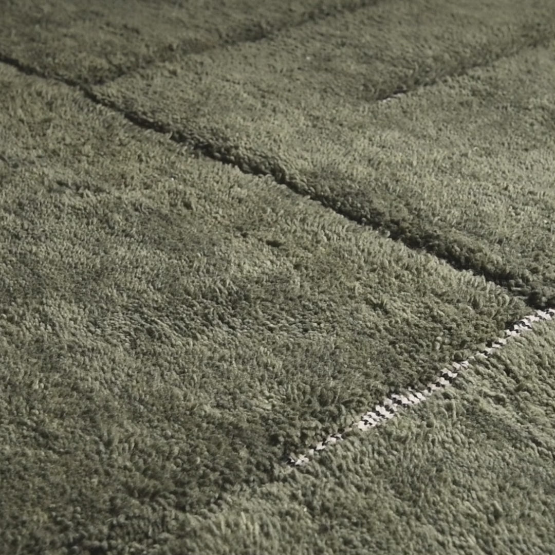 Mestara Vert Militaire - Tapis Berbère shaggy